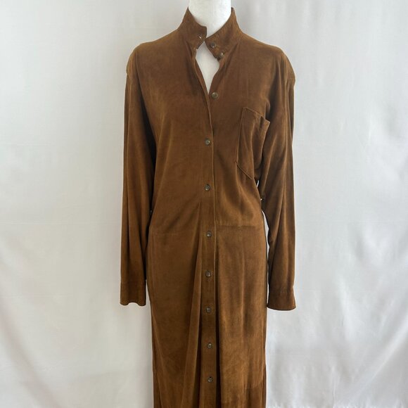 RARE Ralph Lauren Vintage Boho Western Suede Shirt Dress – Size 12 M/L - Picture 9 of 9